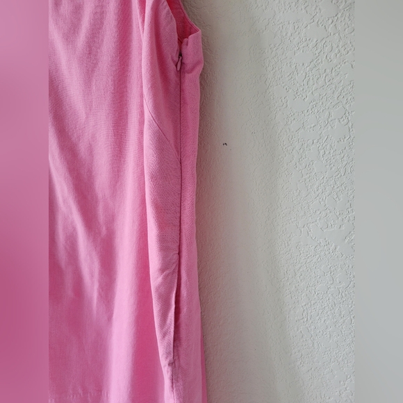 Abercrombie Linen Blend Wide Strap Mini Dress Size 14 Tall Bubble Gum Pink - Picture 4 of 8